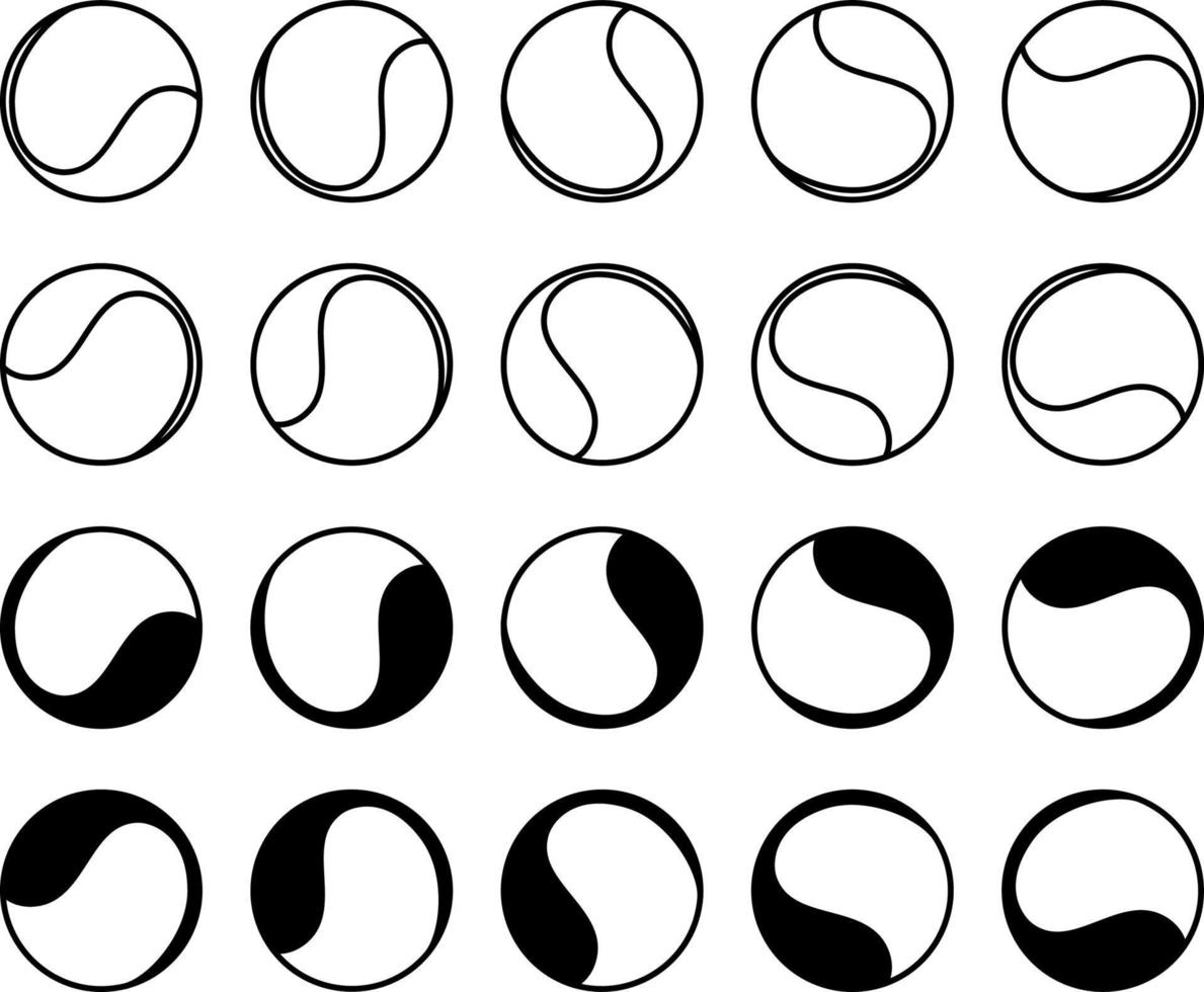 tennis bal pictogrammen in hoeken. vector illustratie geïsoleerd Aan wit achtergrond.