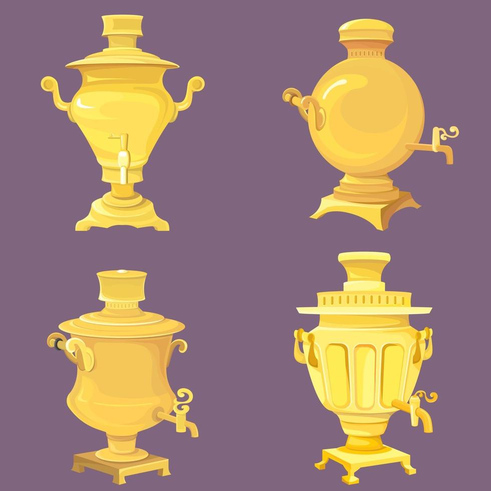 set van gouden samovars. vector