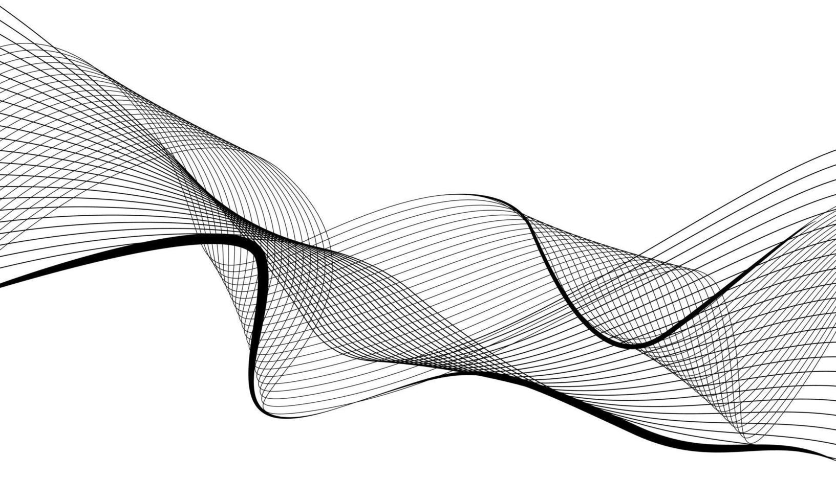 abstract zwart lijn kromme Golf geweven Aan wit achtergrond luxe vector