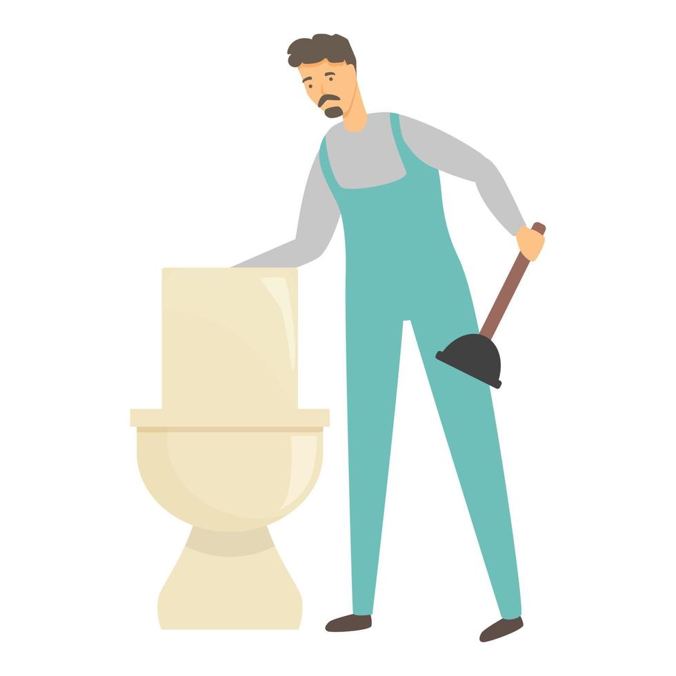 schoonmaak toilet icoon tekenfilm vector. Mens werk huis vector