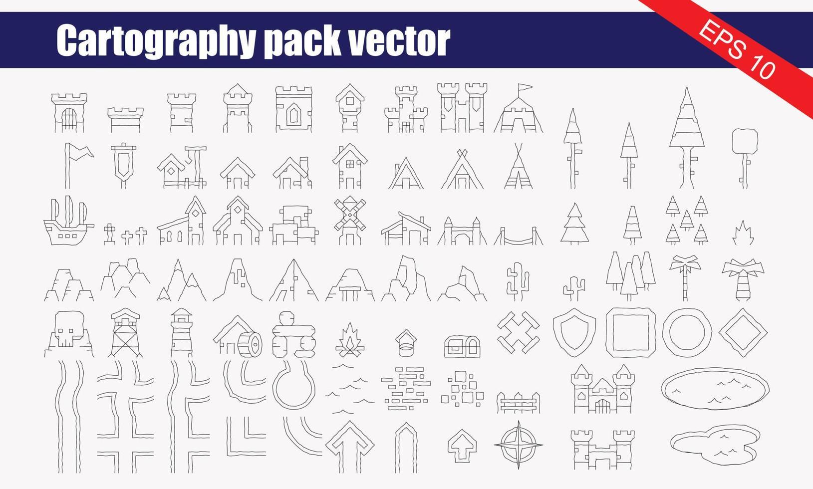 schets web pictogrammen reeks - navigatie, plaats, vervoer, cartografie pictogrammen vector