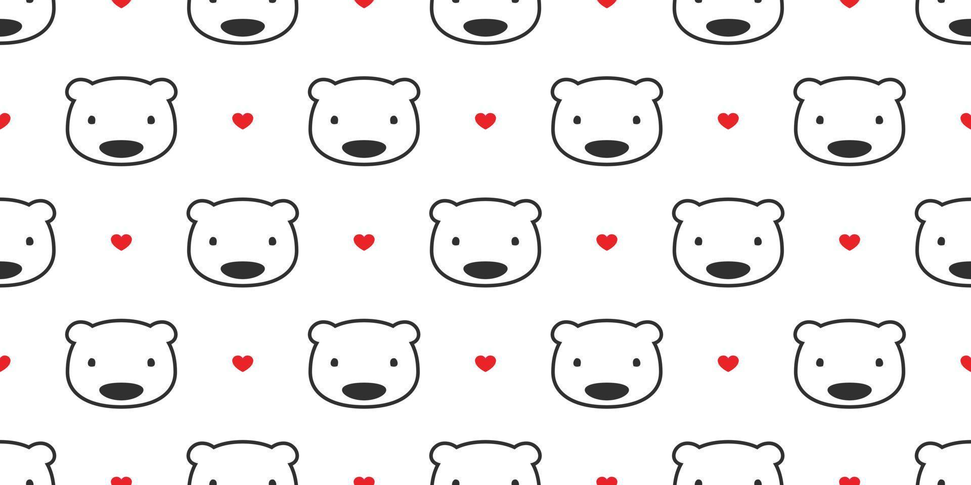 beer naadloos patroon vector polair beer panda hart Valentijn geïsoleerd behang achtergrond zwart