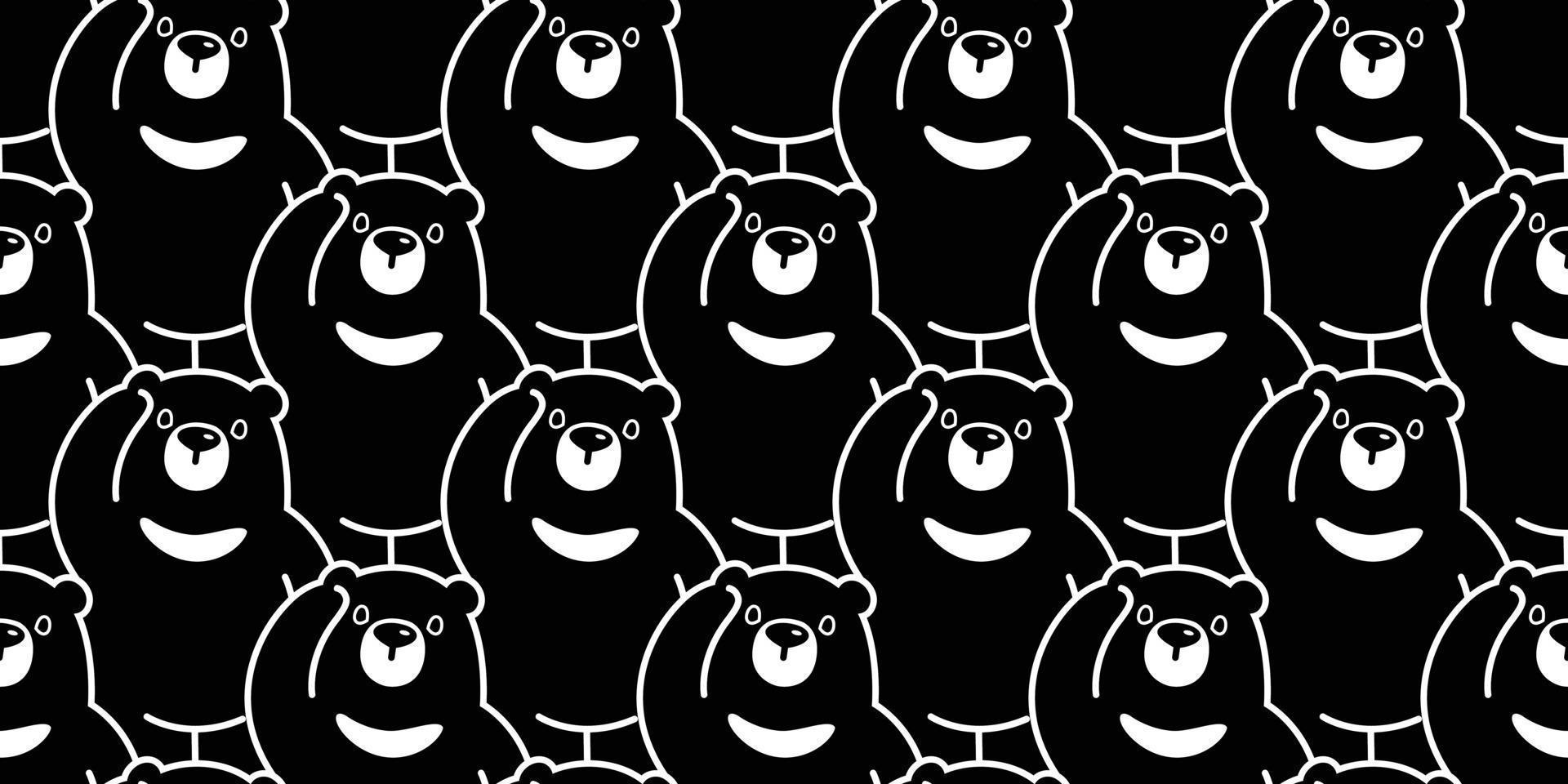 beer naadloos patroon vector polair beer panda geïsoleerd behang achtergrond illustratie tekenfilm zwart