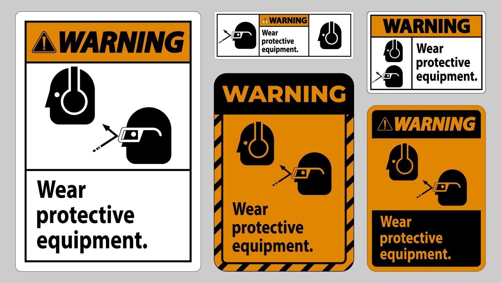 waarschuwingsbord Draag beschermende uitrusting met een bril en grafische bril vector