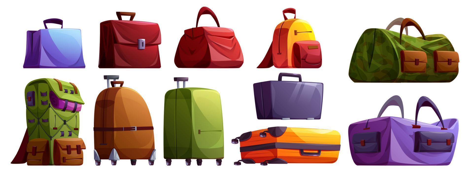 reizen bagage en koffer vector tekenfilm reeks
