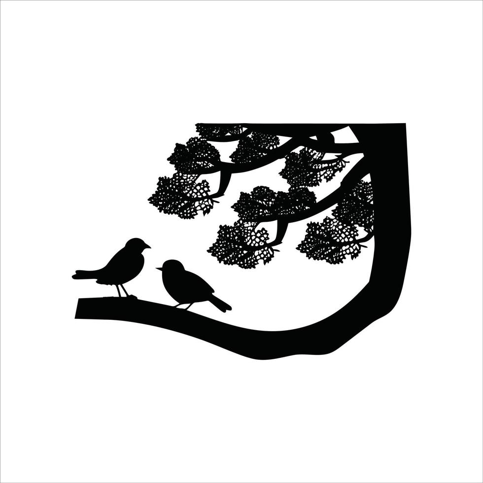 twee zittend vogelstand Aan Afdeling silhouet vector kunst.