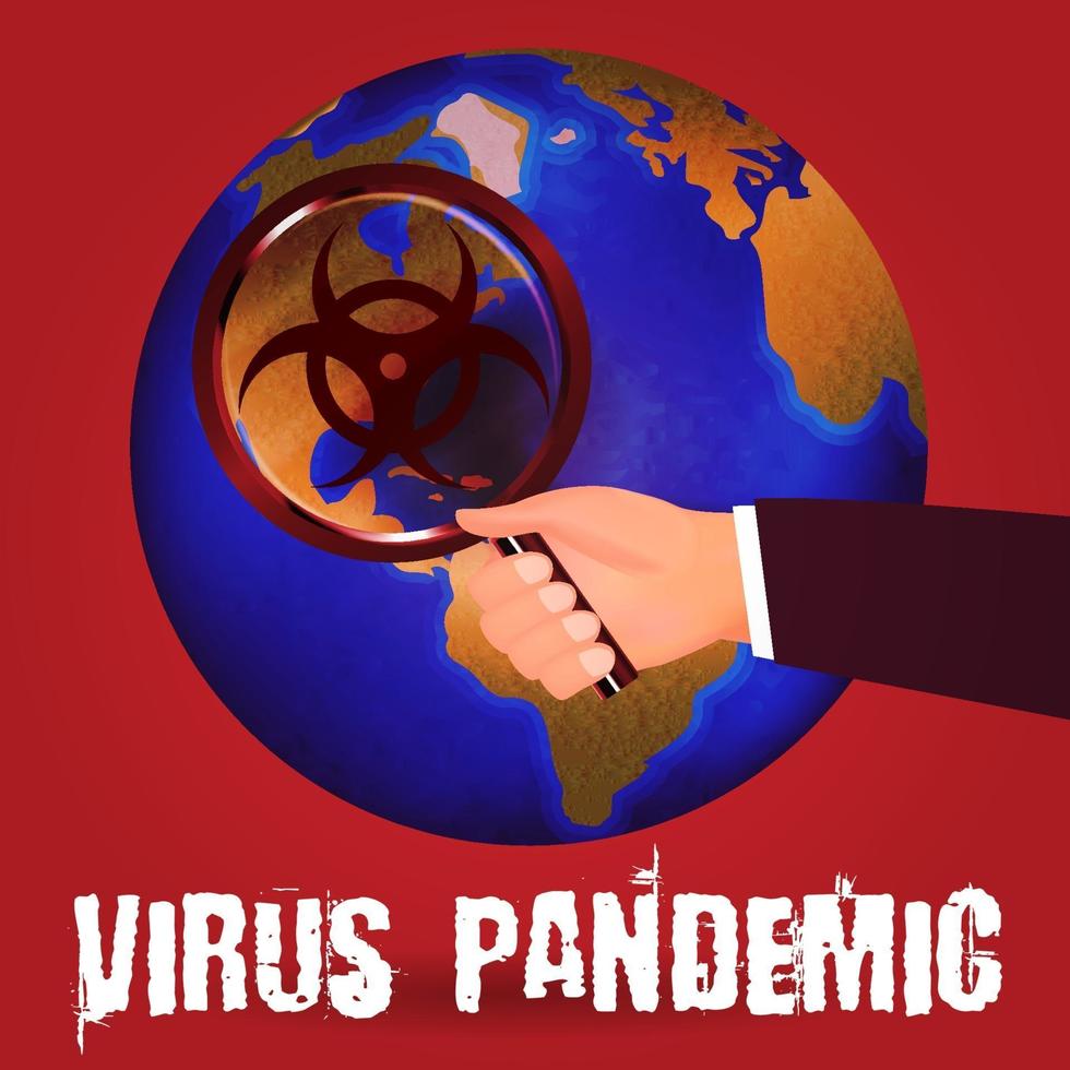 vergrootglas onderzoekt viruspandemie op aarde vector