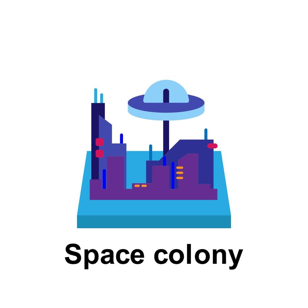 ruimte, ruimte kolonie kleur vector icoon illustratie