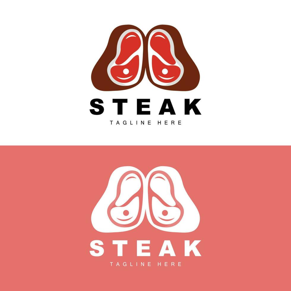 rundvlees logo, vlees steak vector, rooster keuken ontwerp, steak restaurant merk sjabloon icoon vector