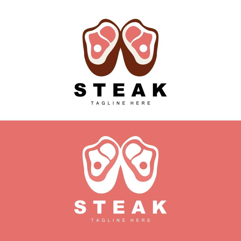 rundvlees logo, vlees steak vector, rooster keuken ontwerp, steak restaurant merk sjabloon icoon vector