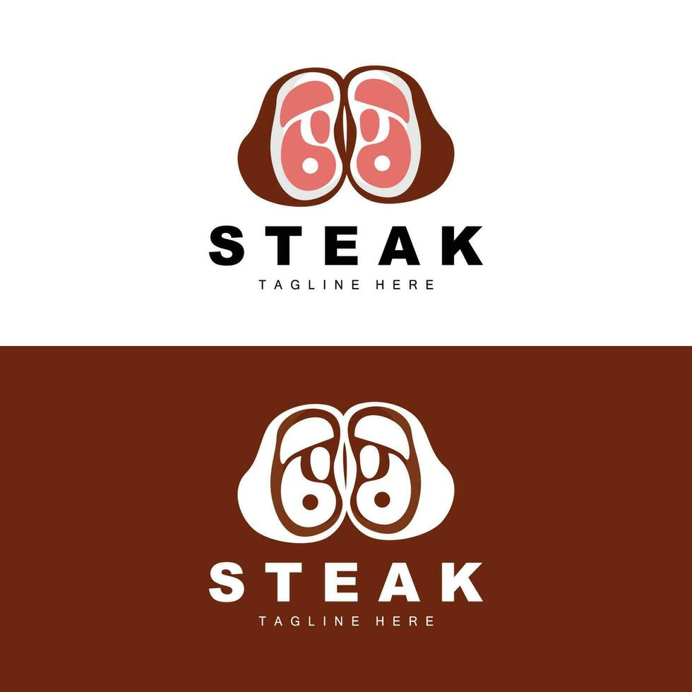 rundvlees logo, vlees steak vector, rooster keuken ontwerp, steak restaurant merk sjabloon icoon vector