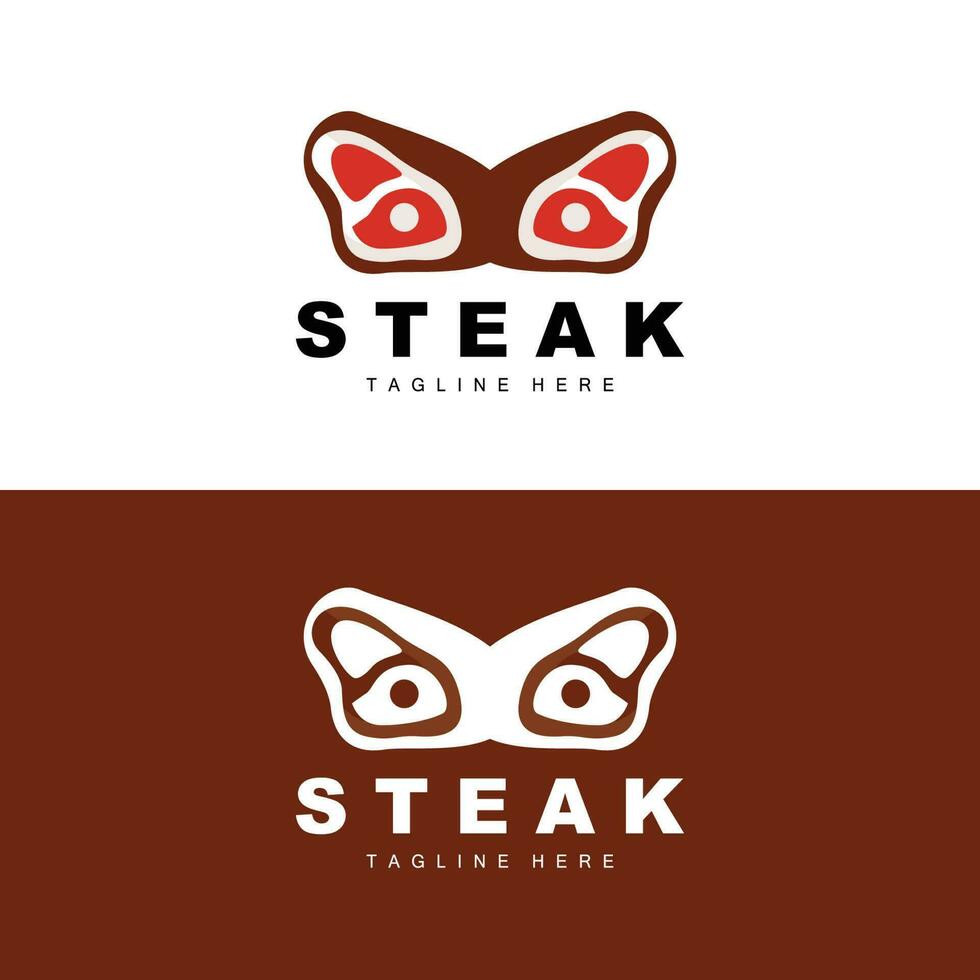 rundvlees logo, vlees steak vector, rooster keuken ontwerp, steak restaurant merk sjabloon icoon vector