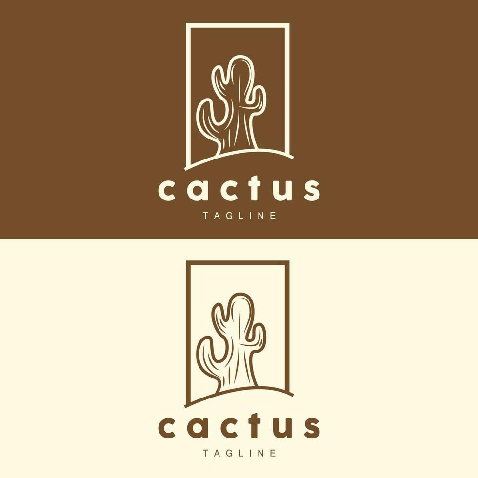 cactus logo, gemakkelijk lijn cactus ontwerp, groen fabriek vector, icoon, symbool, illustratie vector