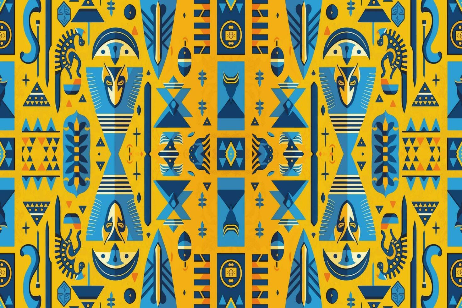 Egyptische patroon geel en blauw achtergrond. abstract traditioneel volk oud oude antiek tribal etnisch grafisch lijn. overladen elegant luxe wijnoogst retro stijl. structuur textiel kleding stof etnisch Egypte. vector