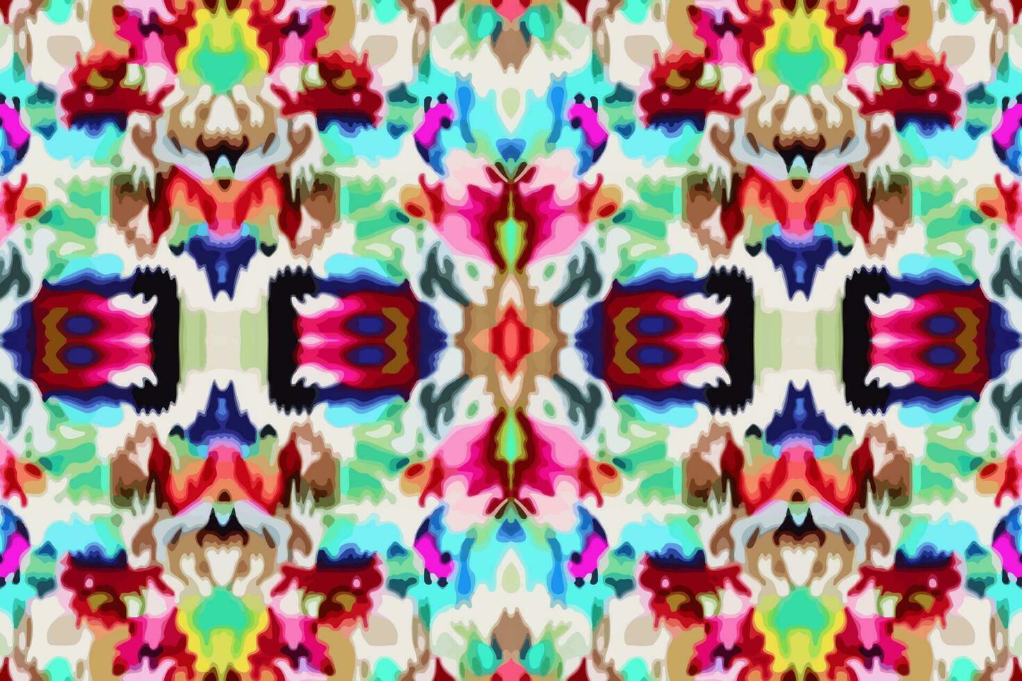 kleding stof textiel ikat klein bloemen naadloos patroon veelkleurig achtergrond. abstract grafisch lijn etnisch traditioneel volk antiek tribal modern overladen luxe elegant minimaal wijnoogst retro stijl. vector