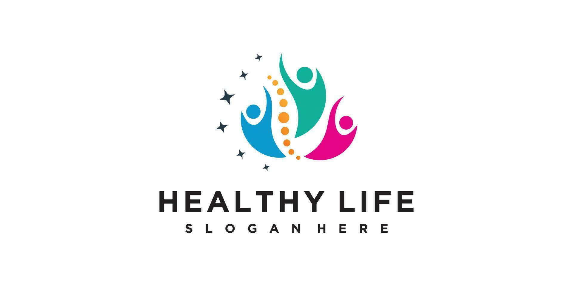 Gezondheid leven logo ontwerp uniek concept premie vector