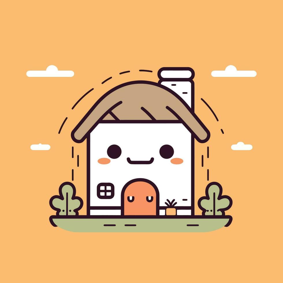 schattig kawaii huis chibi mascotte vector tekenfilm stijl
