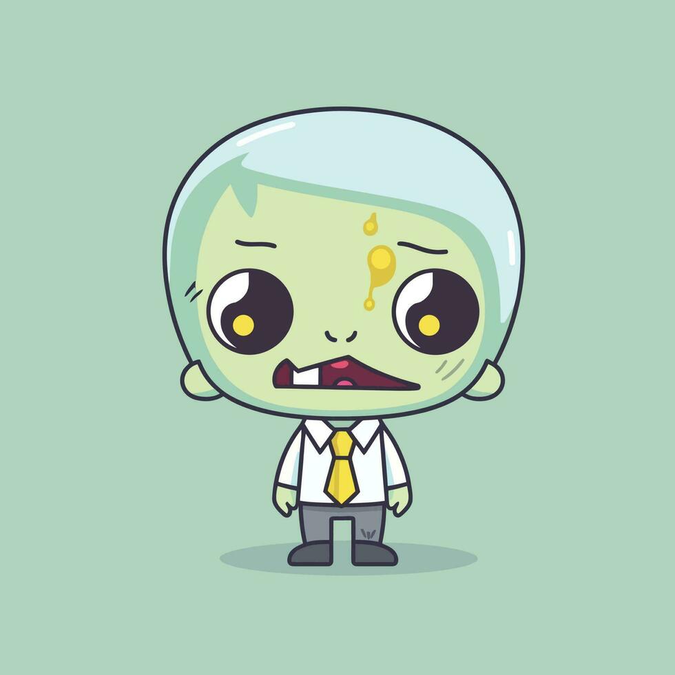 schattig kawaii zombie chibi mascotte vector tekenfilm stijl