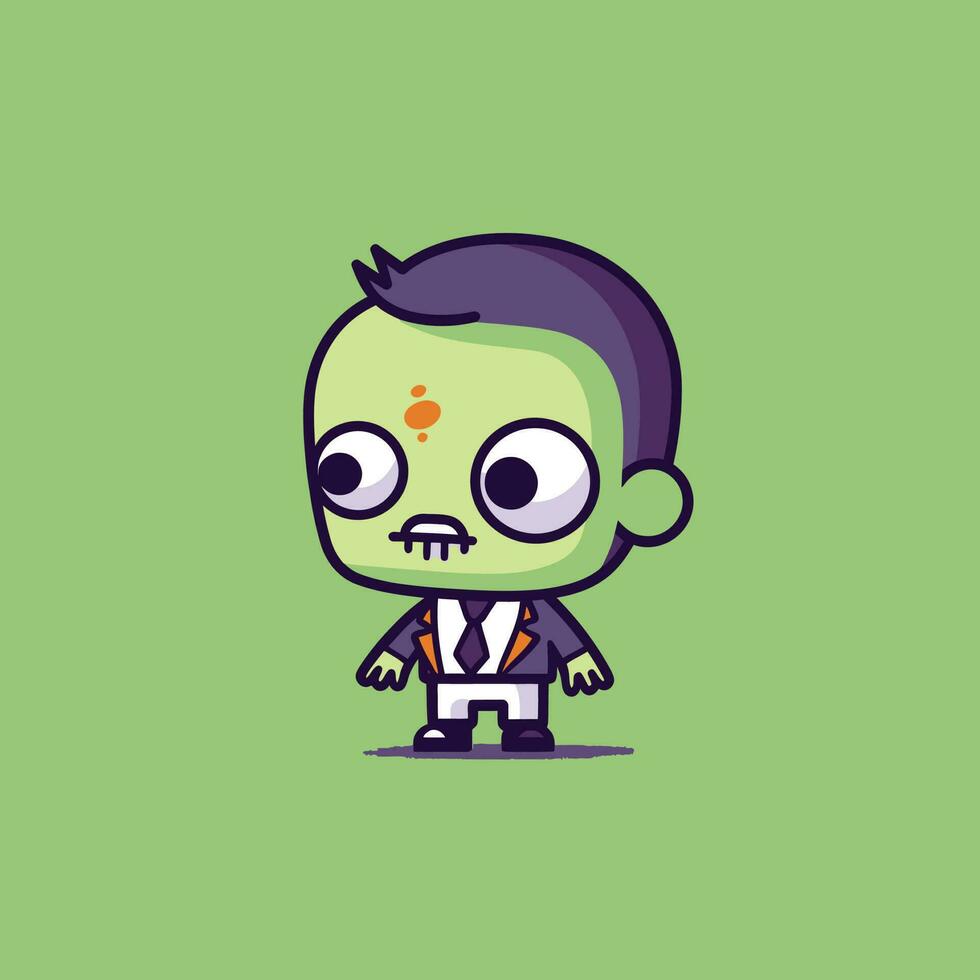 schattig kawaii zombie chibi mascotte vector tekenfilm stijl