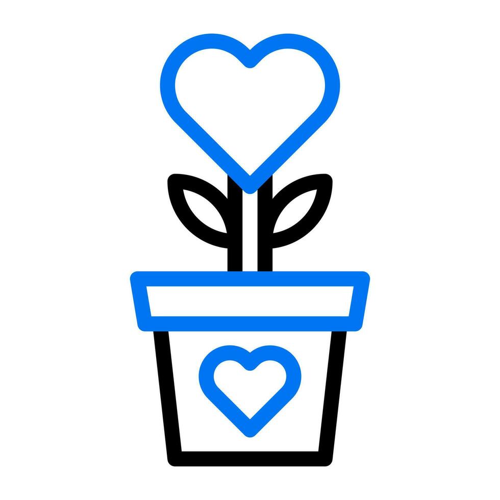 bloem liefde icoon duokleur blauw zwart kleur moeder dag symbool illustratie. vector
