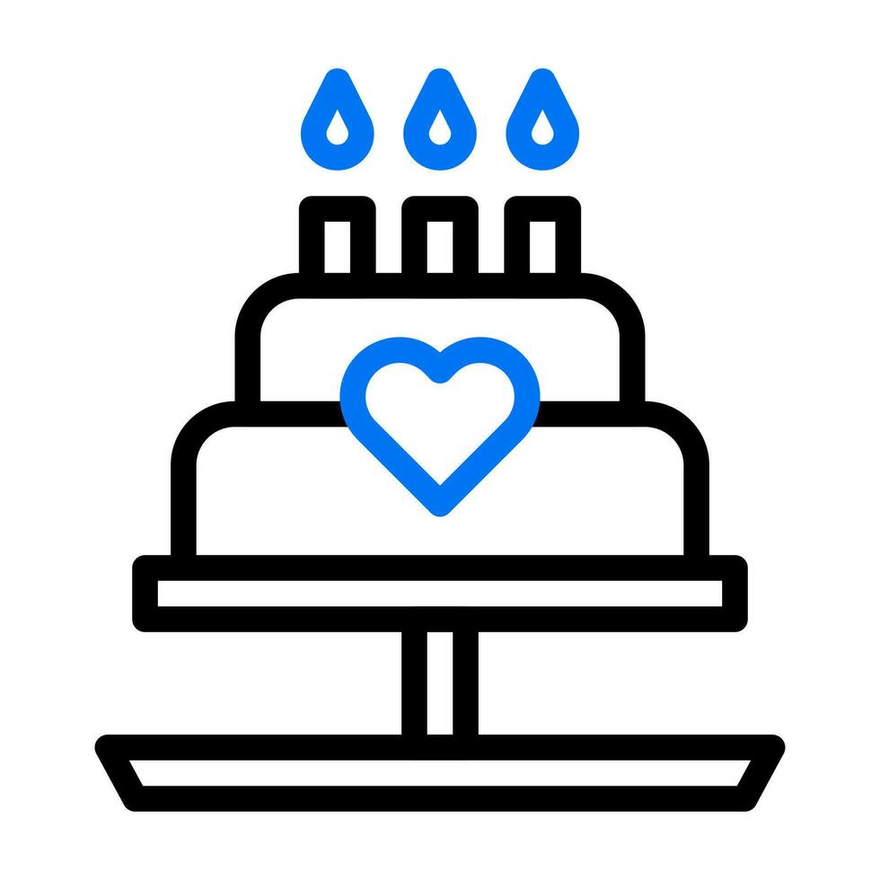taart icoon duokleur blauw zwart kleur moeder dag symbool illustratie. vector
