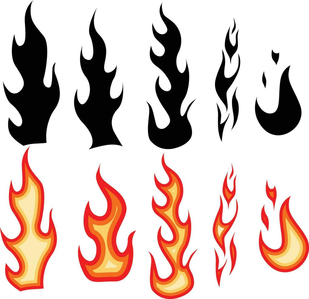 brand vlammen symbool icoon illustraties vector reeks