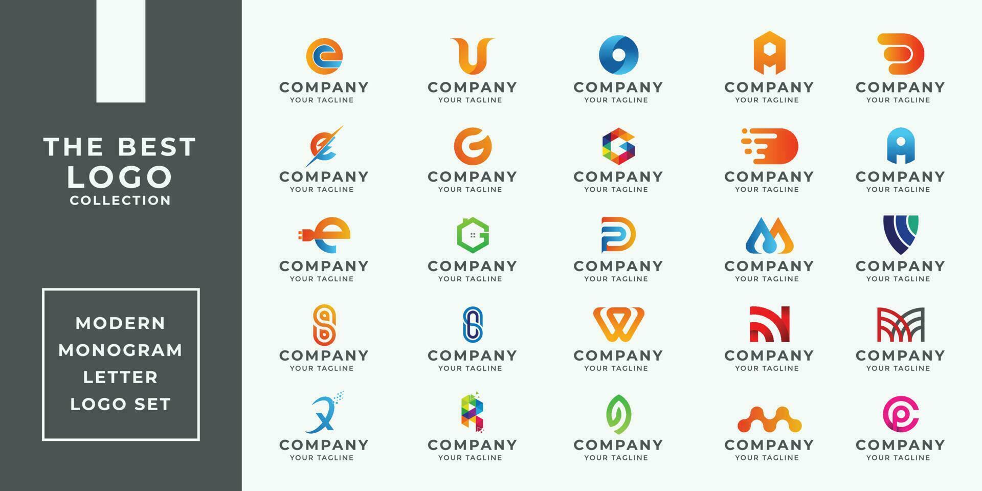 25 logos bundel modern monogram brief logo reeks voor verschillend types van ondernemingen vector