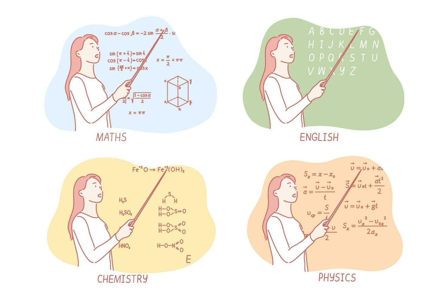 onderwijs school- onderwerpen reeks concept vector