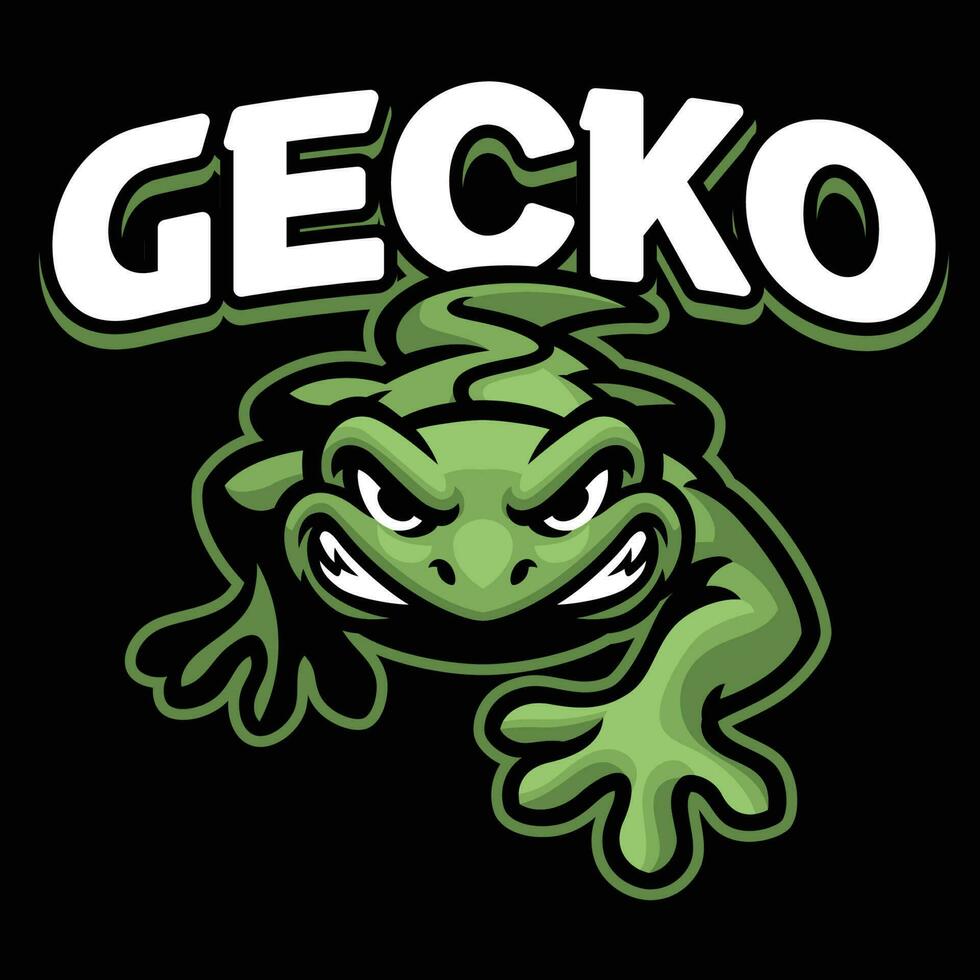 tekenfilm van groen gekko logo vector