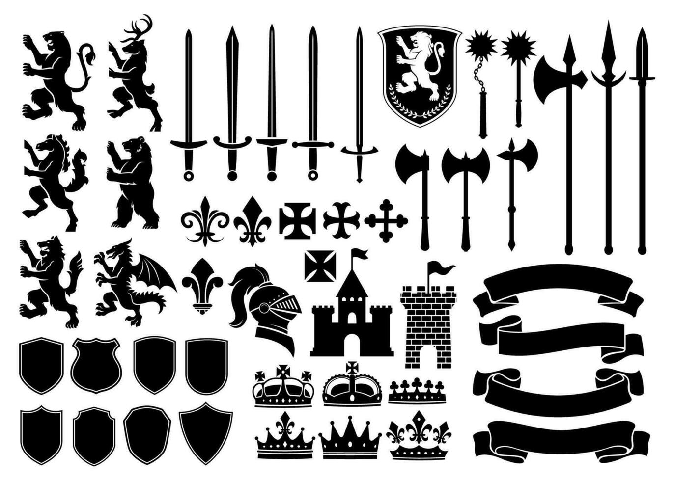 heraldiek silhouet mega reeks vector