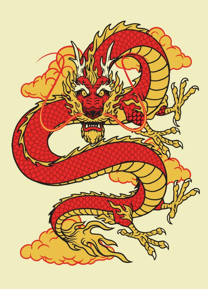 Chinese oosters stijl van draak vector