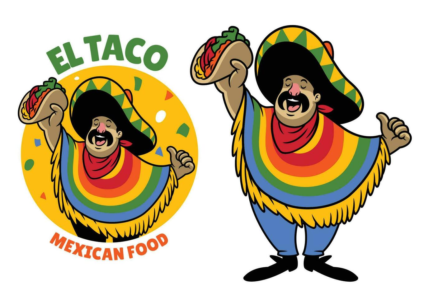 tekenfilm Mexicaans taco logo vector