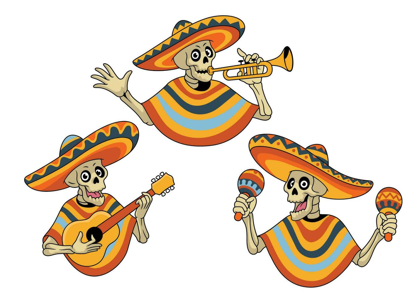 gelukkig Mexicaans schedel mascotte in reeks vector