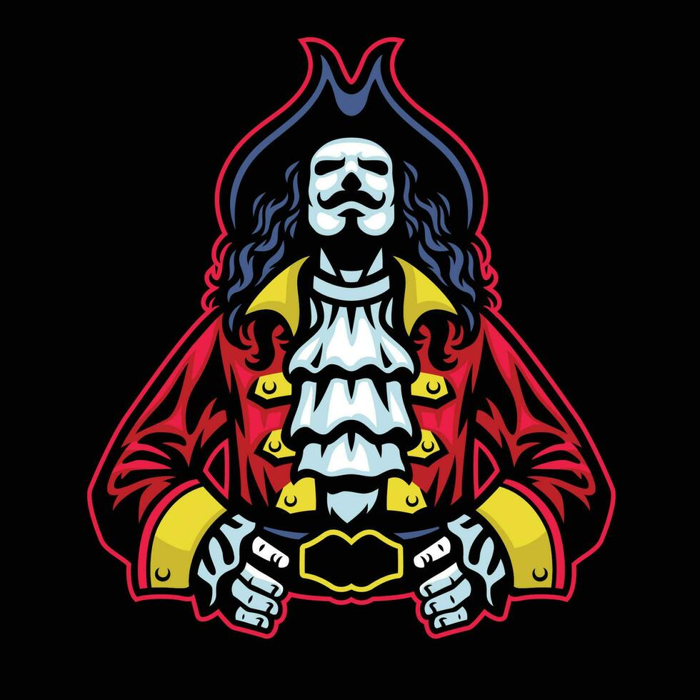 piraat gezagvoerder mascotte logo vector