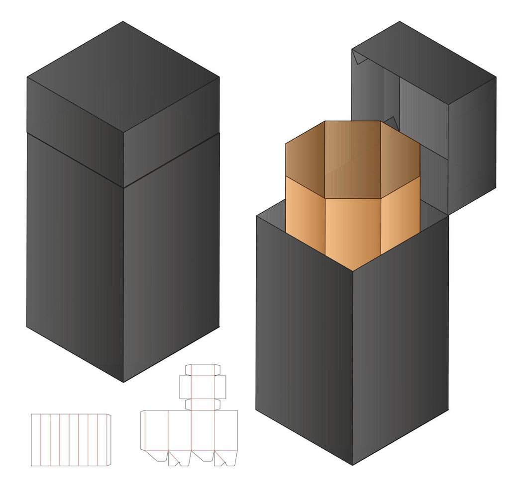 doos verpakking gestanst sjabloonontwerp. 3D-model vector