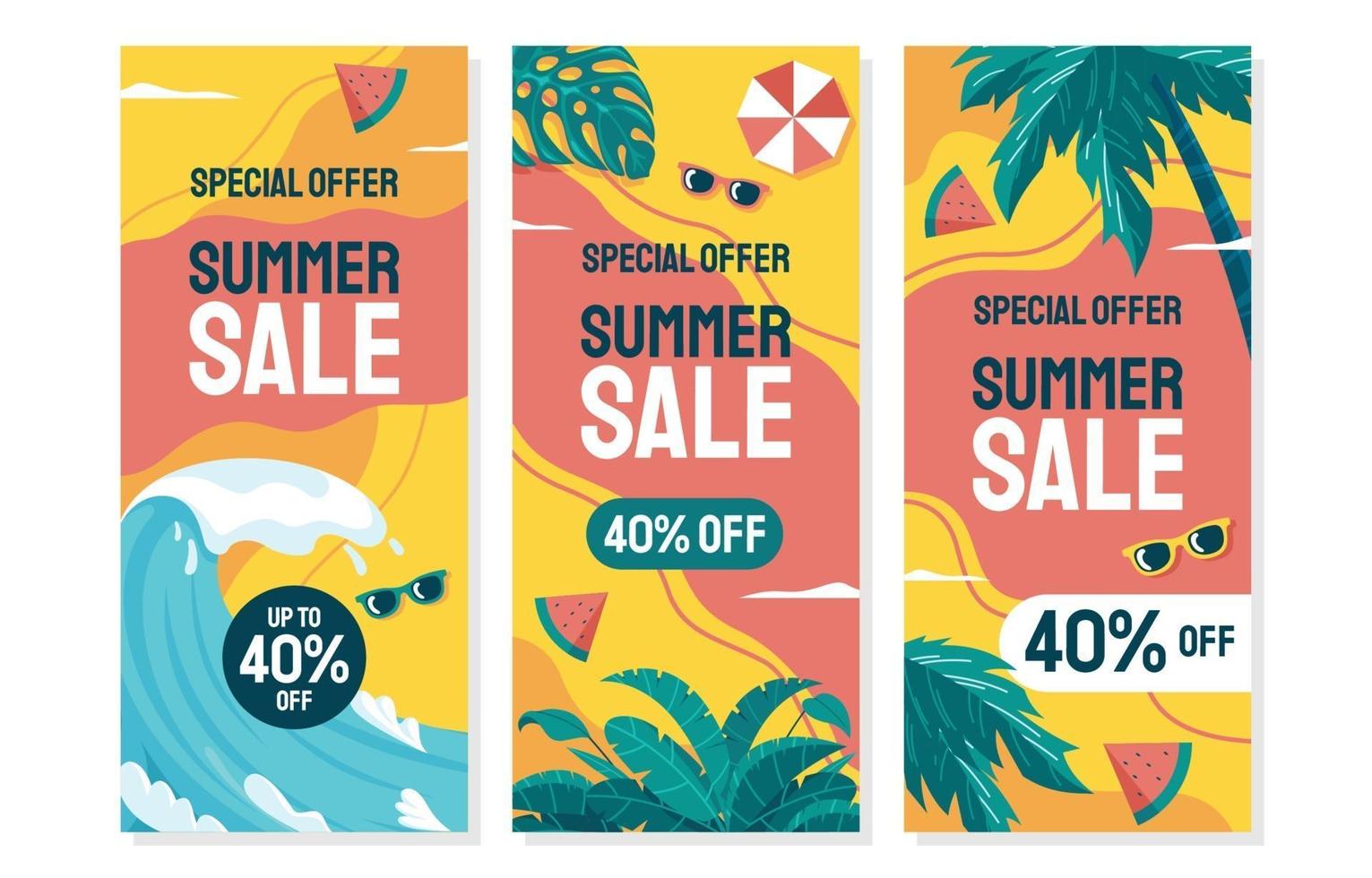 kleurrijke zomer verkoop banner set vector