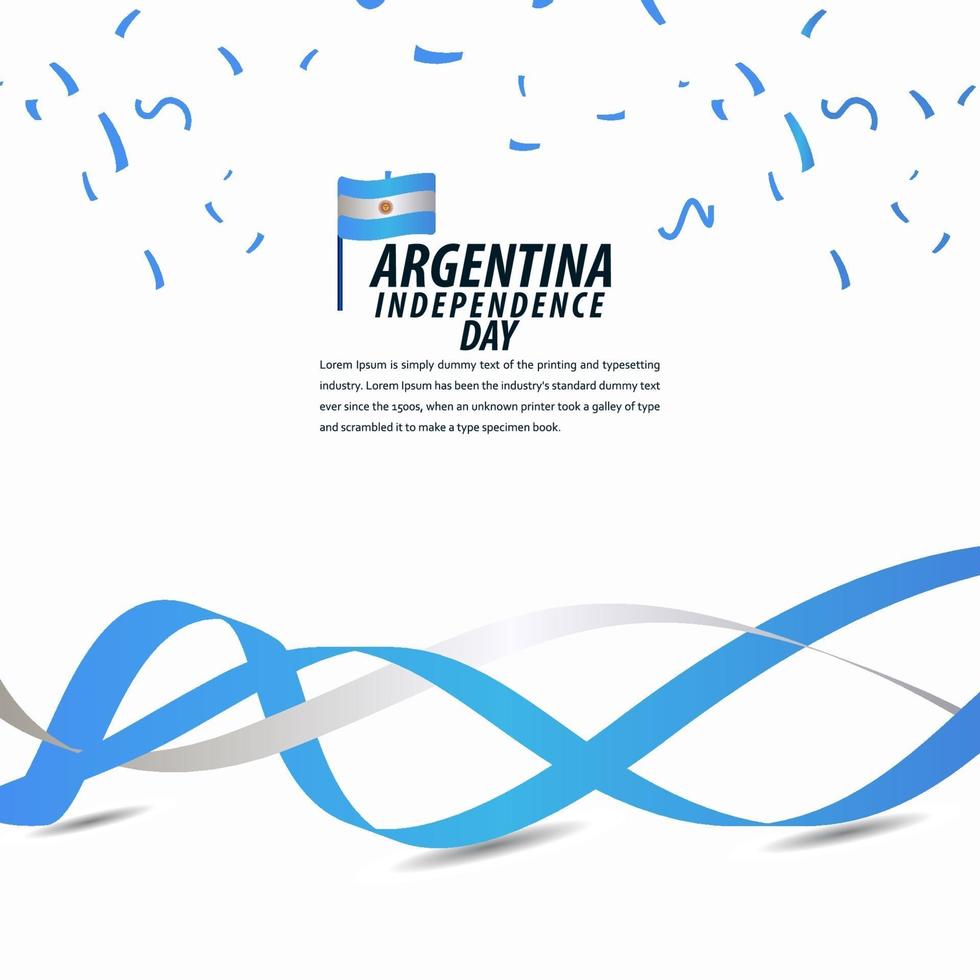 gelukkige de viering van de onafhankelijkheidsdag van Argentinië, affiche, illustratie van het het malplaatjeontwerp van de lintbanner vector