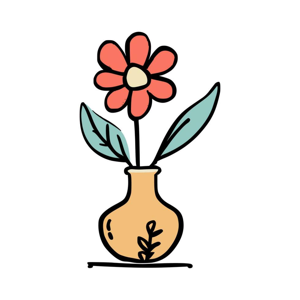 tekening illustratie van bloemen in een vaas Aan geïsoleerd achtergrond vector