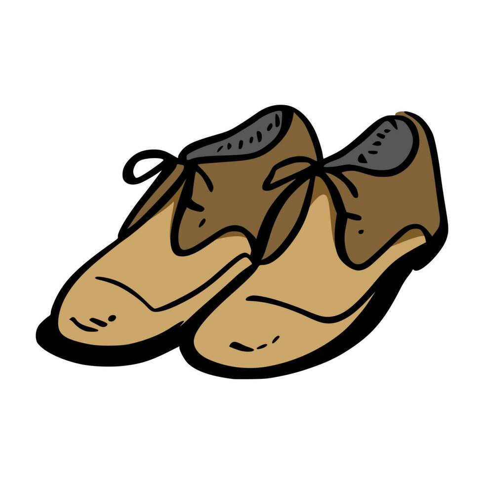 tekening illustratie van een paar- van klassiek Mannen schoenen Aan geïsoleerd achtergrond vector