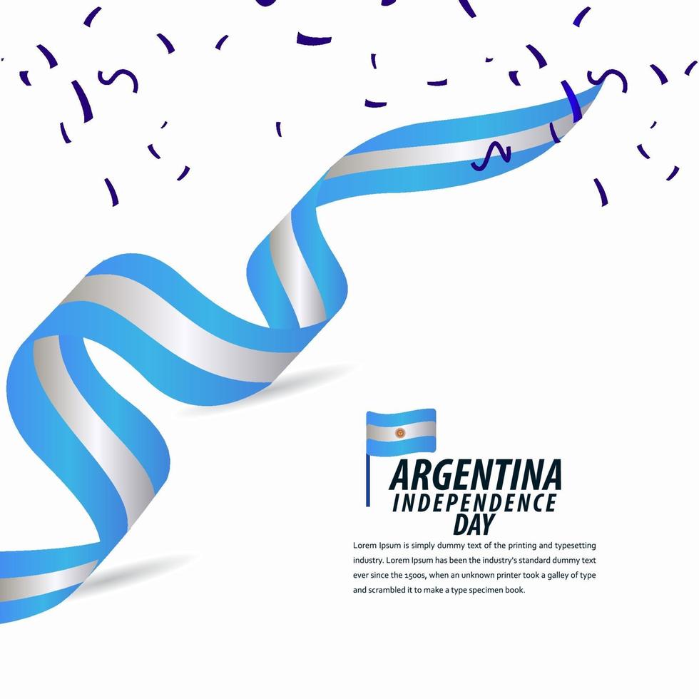 gelukkige de viering van de onafhankelijkheidsdag van Argentinië, affiche, illustratie van het het malplaatjeontwerp van de lintbanner vector