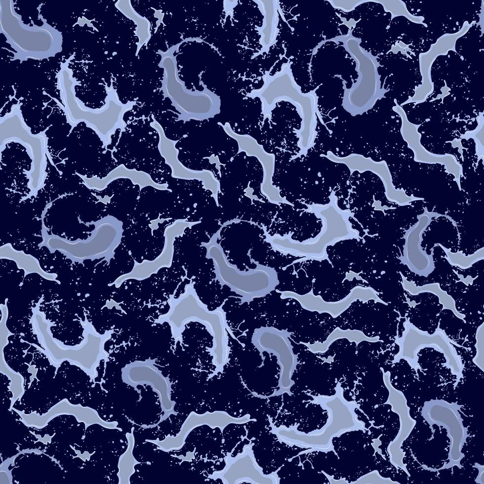 naadloos patroon met blauw spatten en spatten van water Aan een donker blauw achtergrond vector