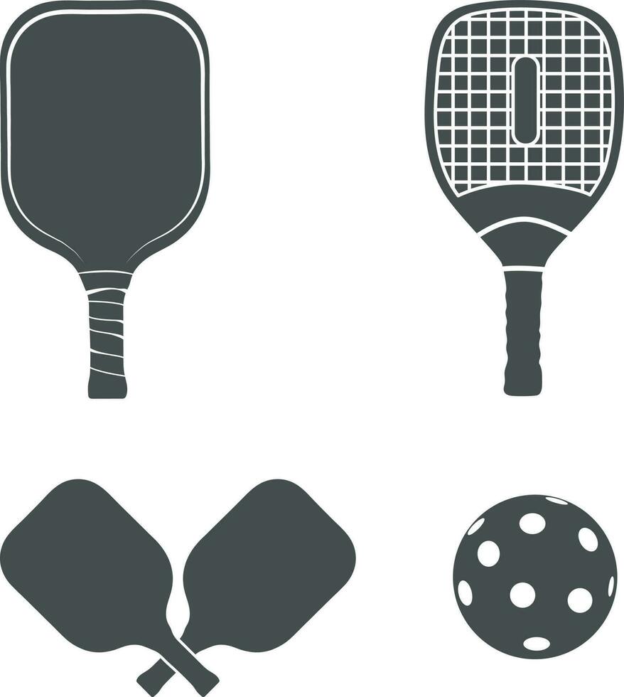 augurk racket en bal silhouet, augurk peddels silhouet, augurk bal silhouet vector