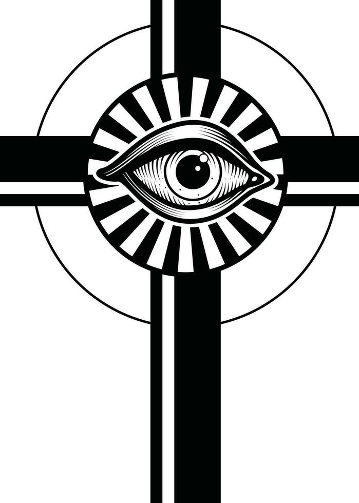 kruis met een oog, geïsoleerd achtergrond. vector