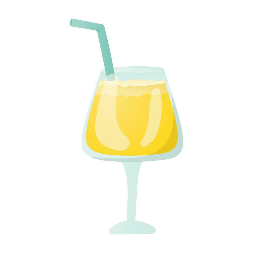 alcoholisch of niet alcoholisch cocktail in een glas. vector geïsoleerd illustratie van een drinken Aan een wit achtergrond. geel ananas sap met een drinken rietje. ontwerp element voor bar of menu.