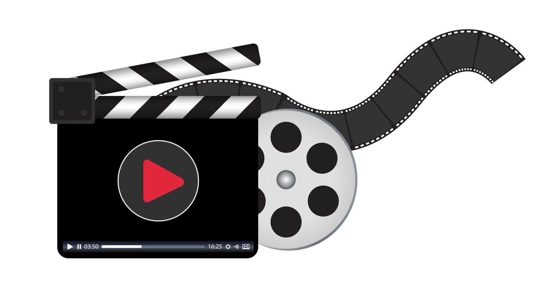 Filmklapper met logo voor videostreaming vector