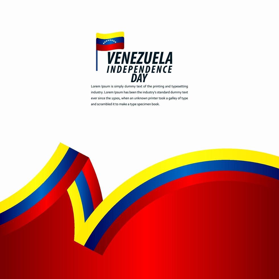 gelukkige viering van de onafhankelijkheidsdag van Venezuela, vaandel, het ontwerpillustratie van het affichemalplaatje vector