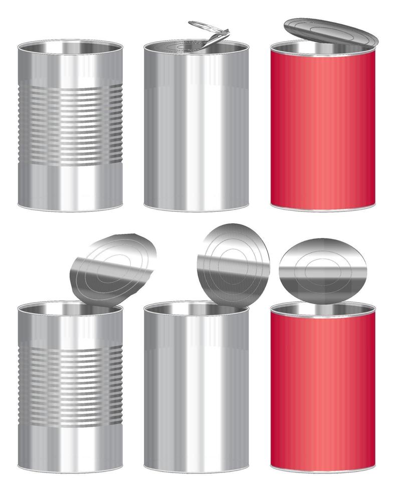 set cilindrische inblikken voor voedsel vector
