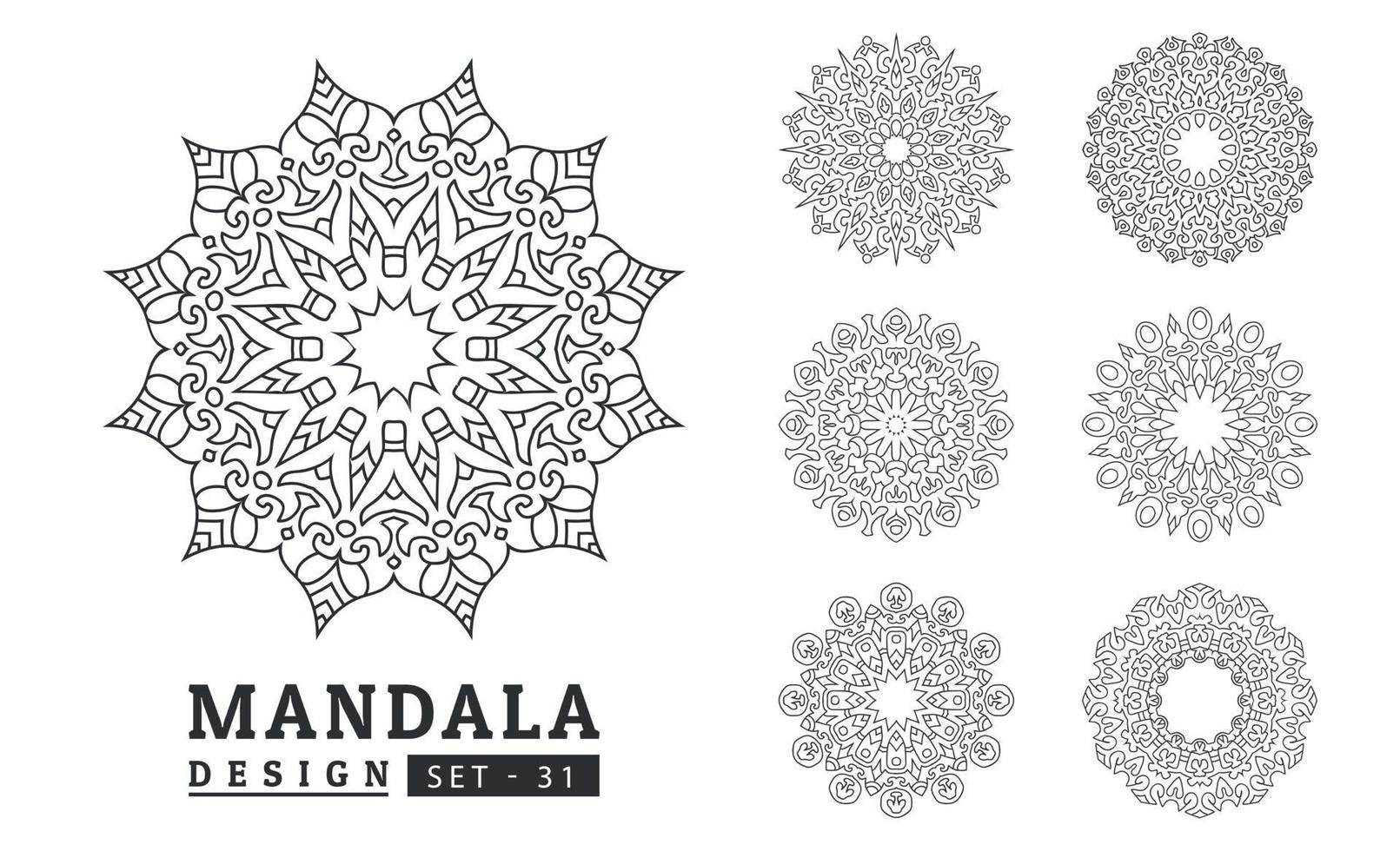 zwart en wit bloem mandala reeks vector