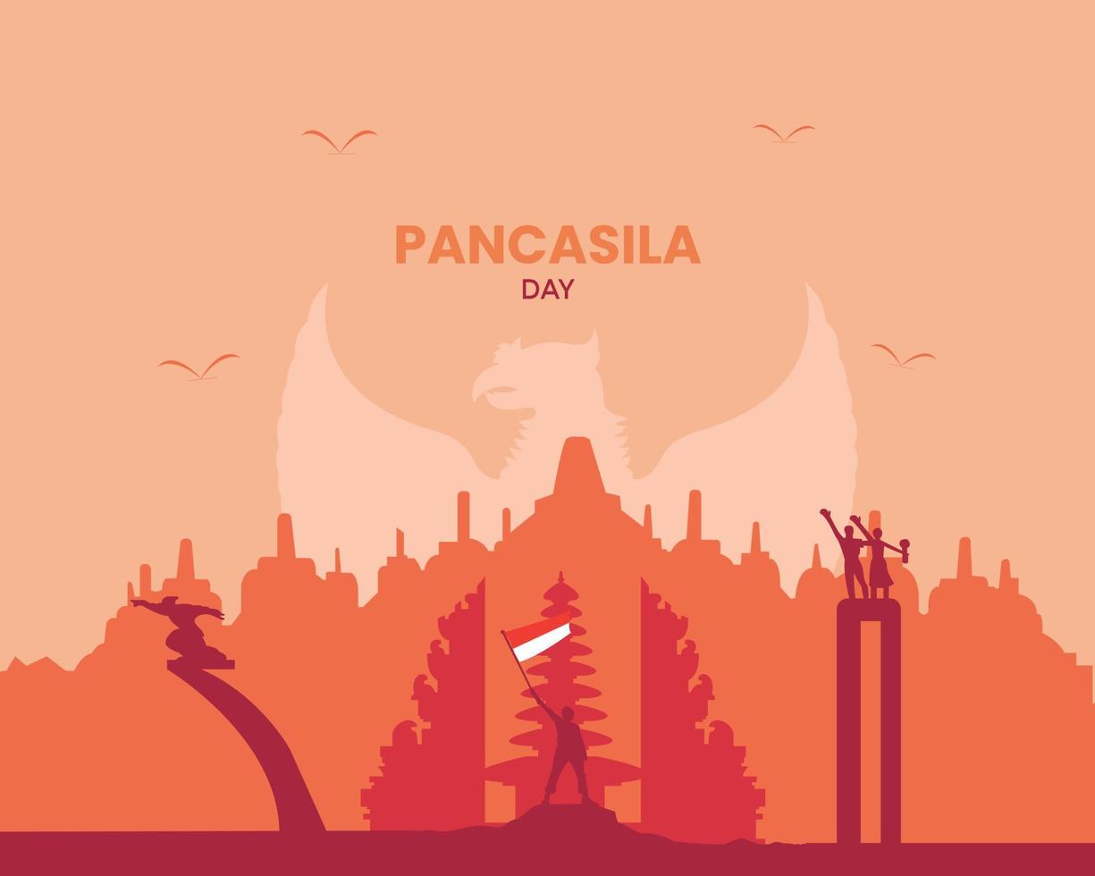 pancasila dag vlak illustratie sjabloon vector