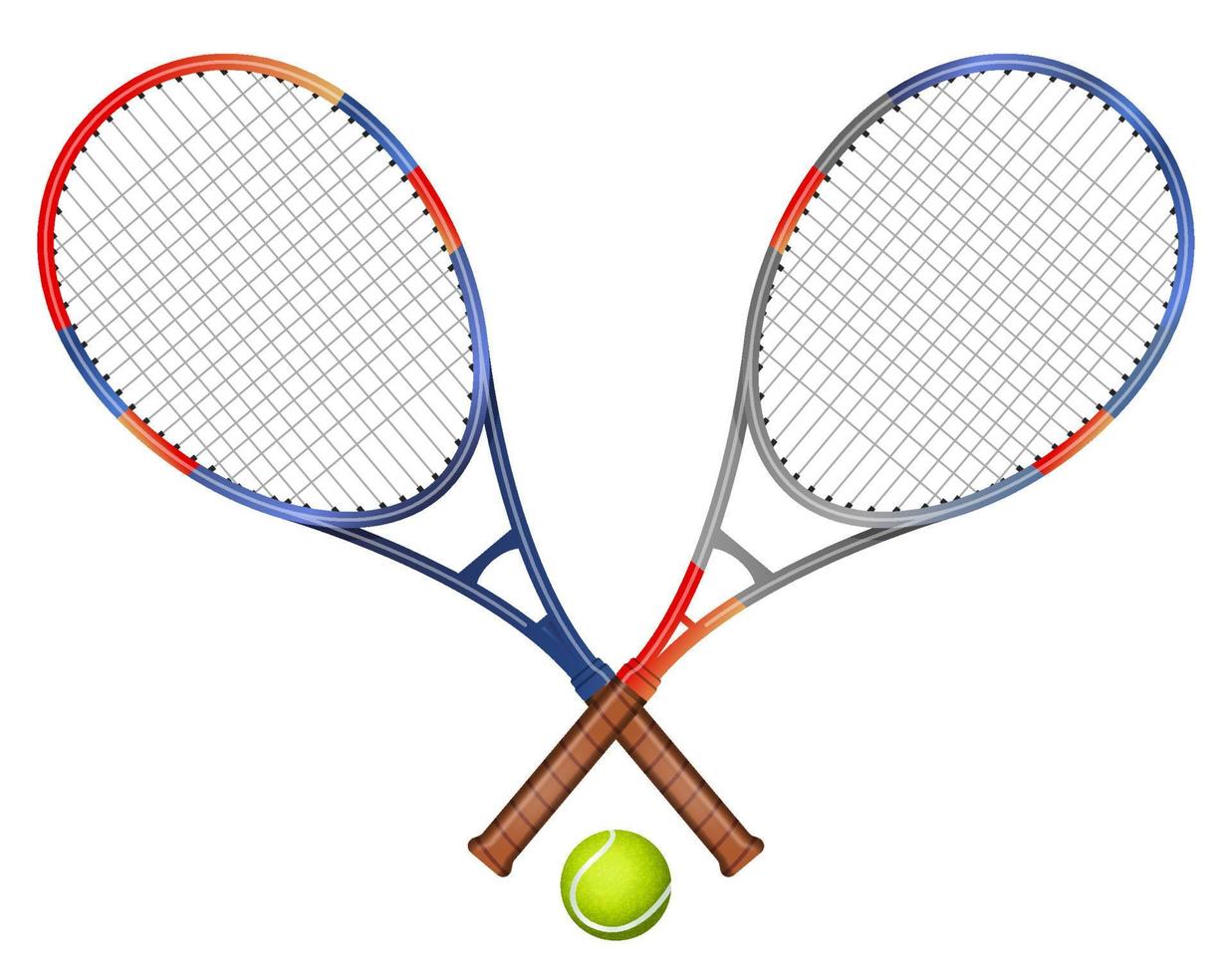 twee tennis rackets en bal vector illustratie